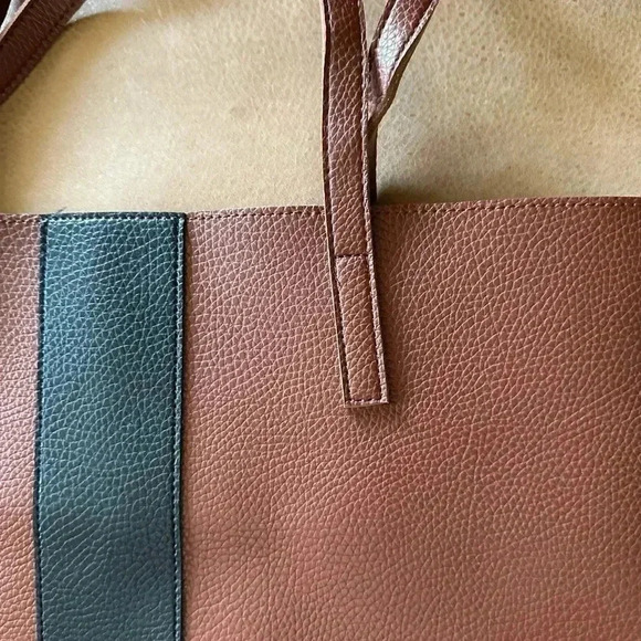 Vegan Pebble Leather Tote Bag Brown Vince Camuto 17 x 12 NWOT - Picture 3 of 9